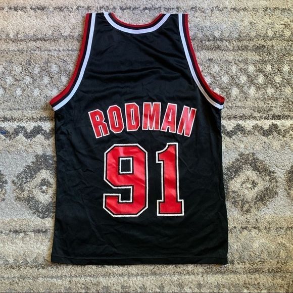 VTG Authentic Dennis Rodman Black Champion 91 40 - Picture 2 of 9